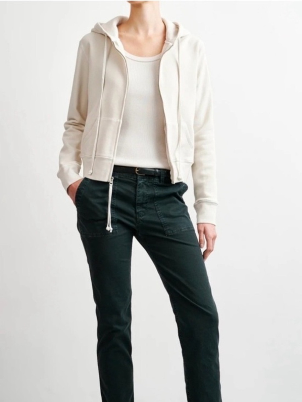 Nili Lotan •  Callie Zip Up Hoodie in Chalk Large